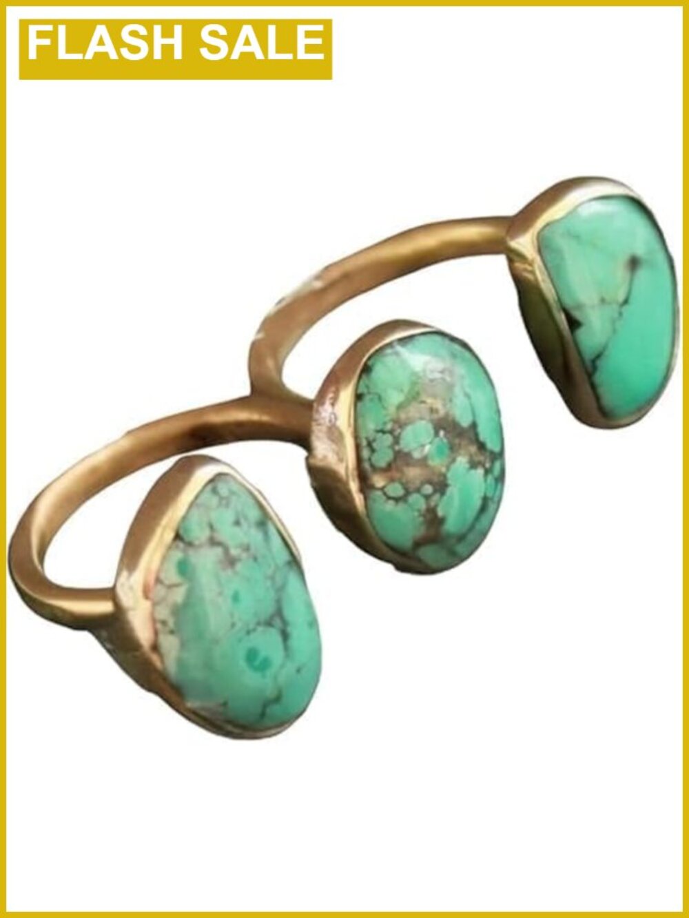 Handcrafted Brass Ring with Raw Turquoise Gemstone, December Birthstone